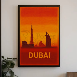 Dubai Skyline Silhouette Art Print Travel Poster PosterGoat