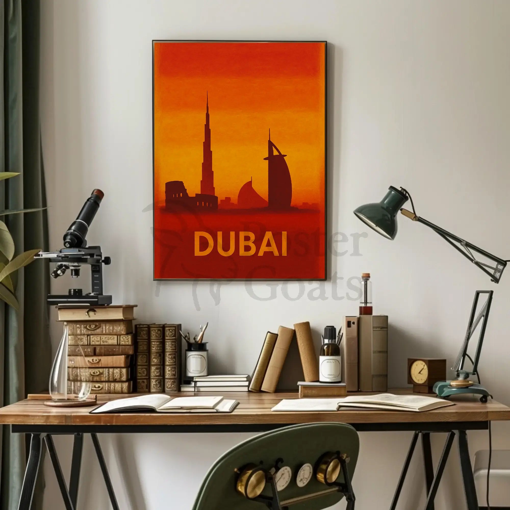 Dubai Skyline Silhouette Art Print Travel Poster PosterGoat