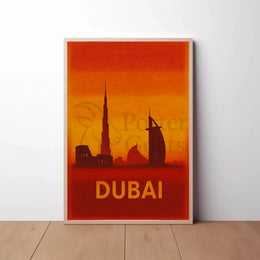 Dubai Skyline Silhouette Art Print Travel Poster PosterGoat