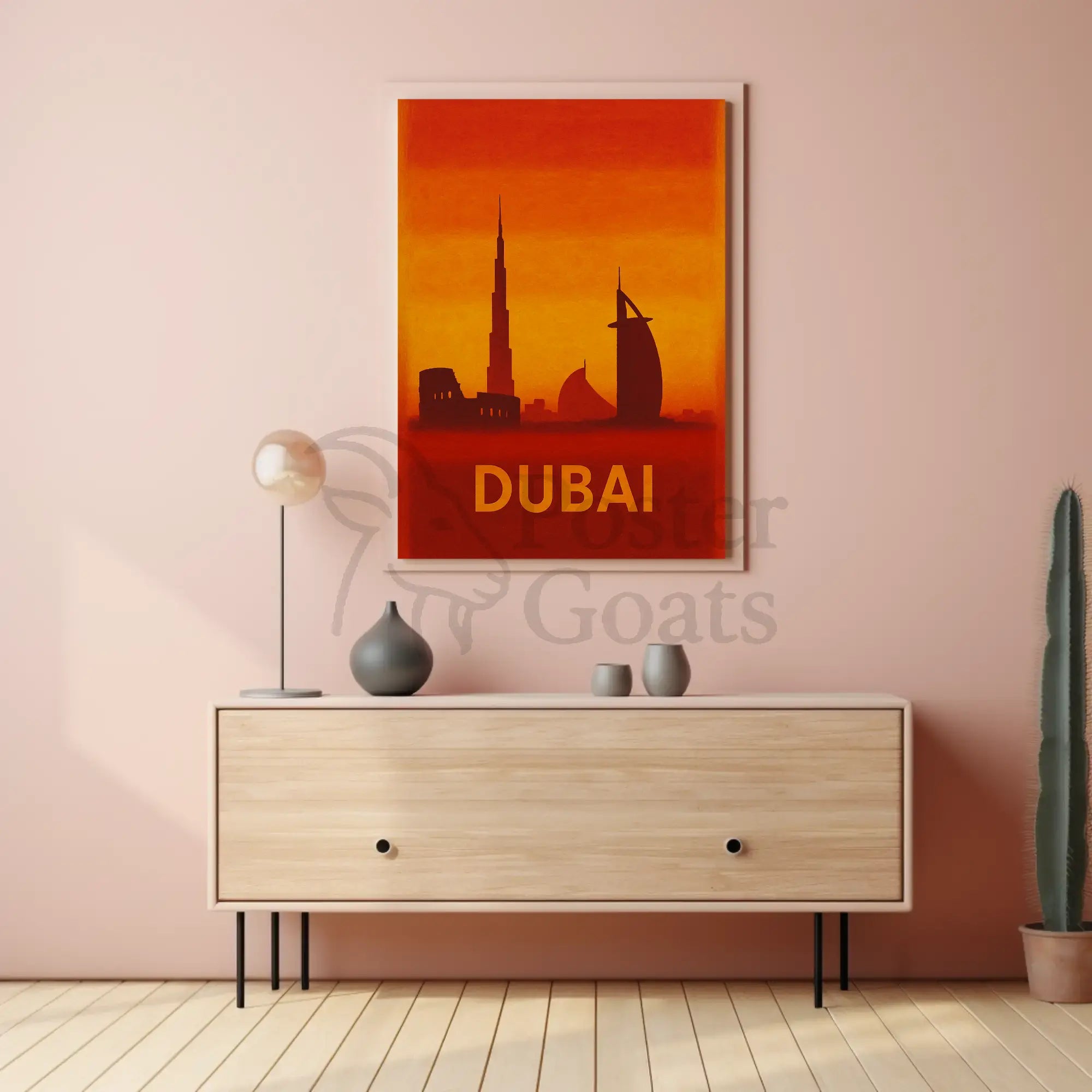 Dubai Skyline Silhouette Art Print Travel Poster PosterGoat