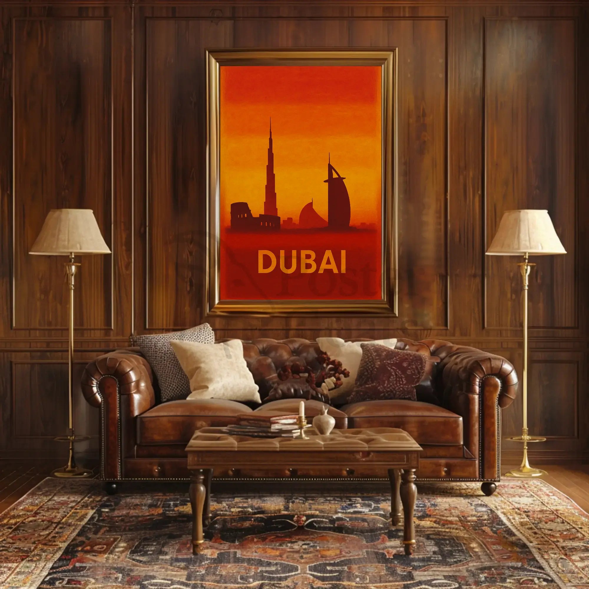 Dubai Skyline Silhouette Art Print Travel Poster PosterGoat