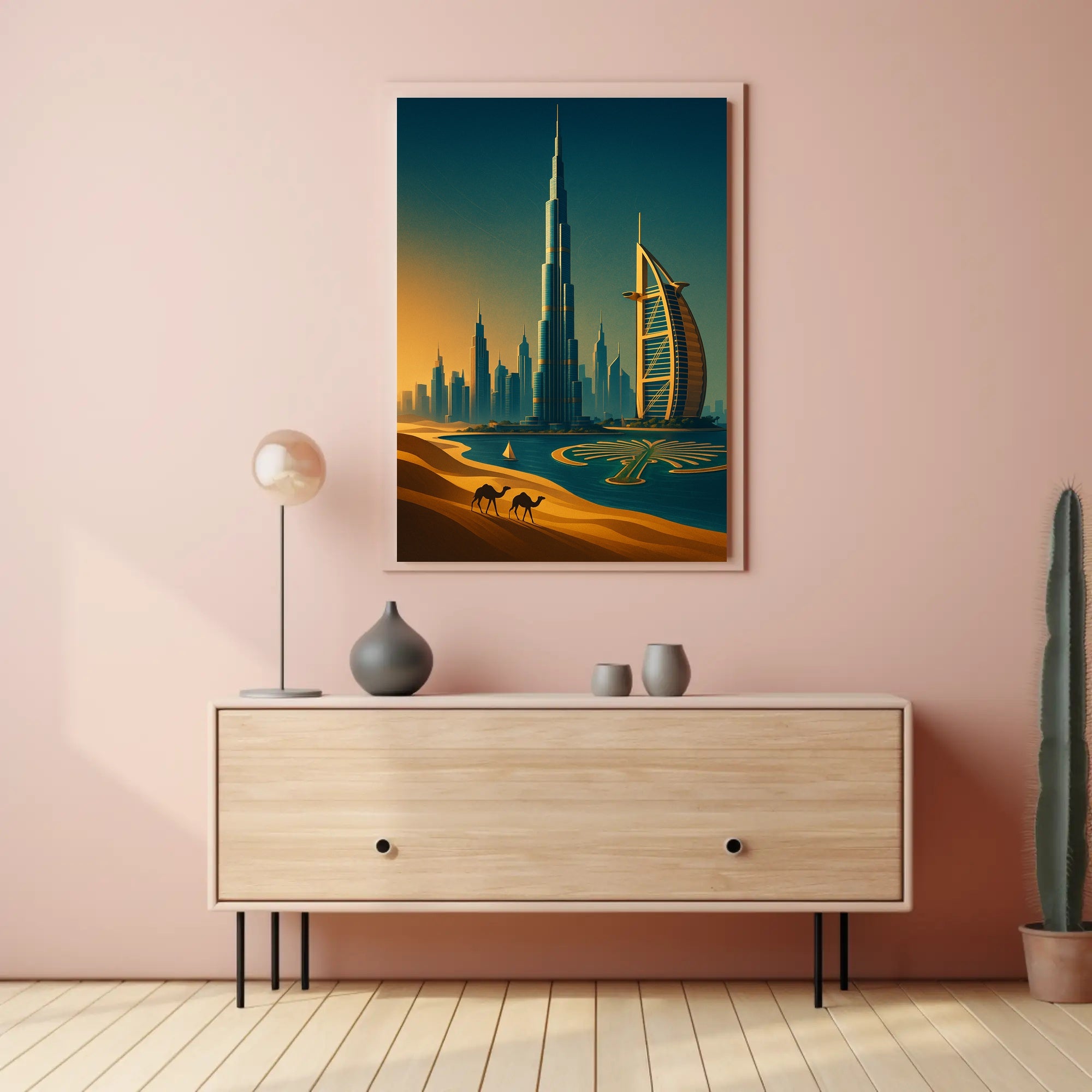 Dubai Skyline Sunset Wall Art Print PosterGoat