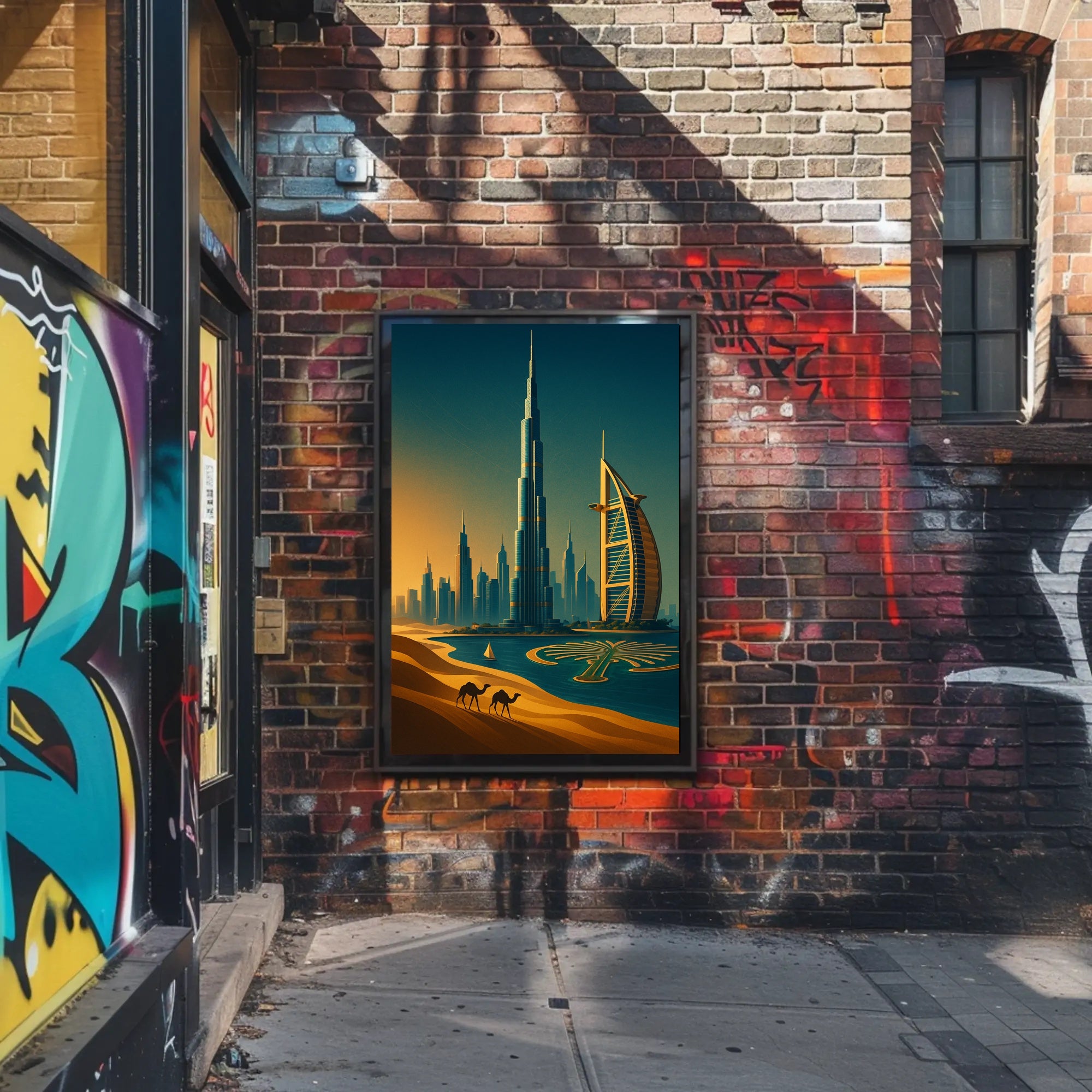 Dubai Skyline Sunset Wall Art Print PosterGoat