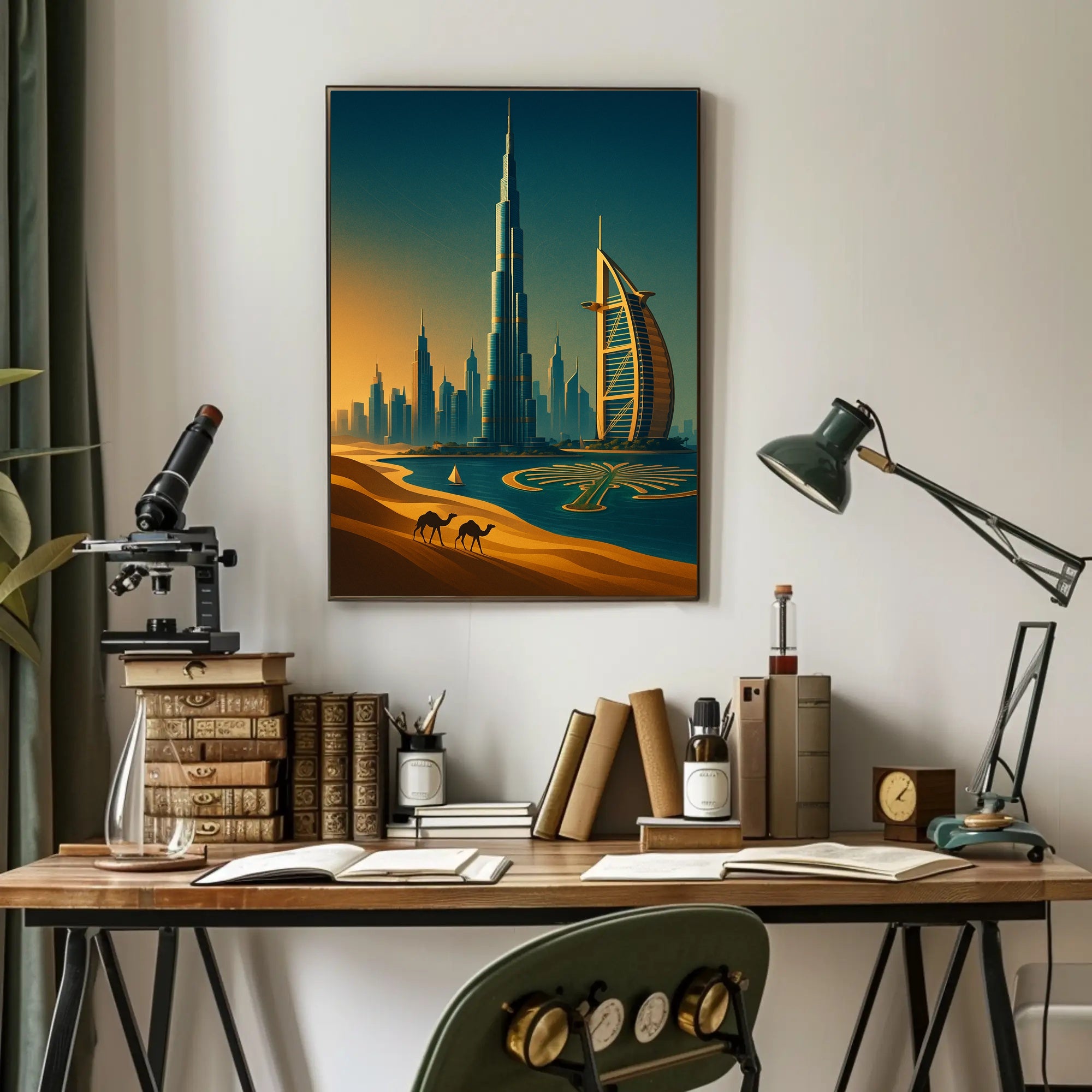 Dubai Skyline Sunset Wall Art Print PosterGoat