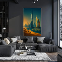 Dubai Skyline Sunset Wall Art Print PosterGoat