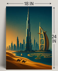 Dubai Skyline Sunset Wall Art Print PosterGoat