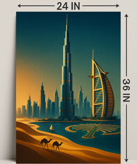 Dubai Skyline Sunset Wall Art Print PosterGoat