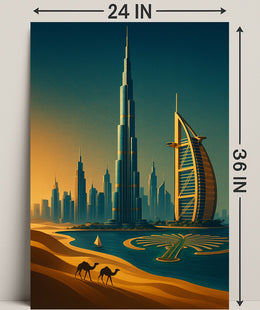 Dubai Skyline Sunset Wall Art Print PosterGoat