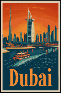 Dubai Skyline Waterfront Travel Adventure Urban Cityscape Poster PosterGoat