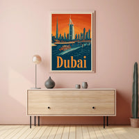 Dubai Skyline Waterfront Travel Adventure Urban Cityscape Poster PosterGoat