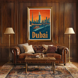 Dubai Skyline Waterfront Travel Adventure Urban Cityscape Poster PosterGoat