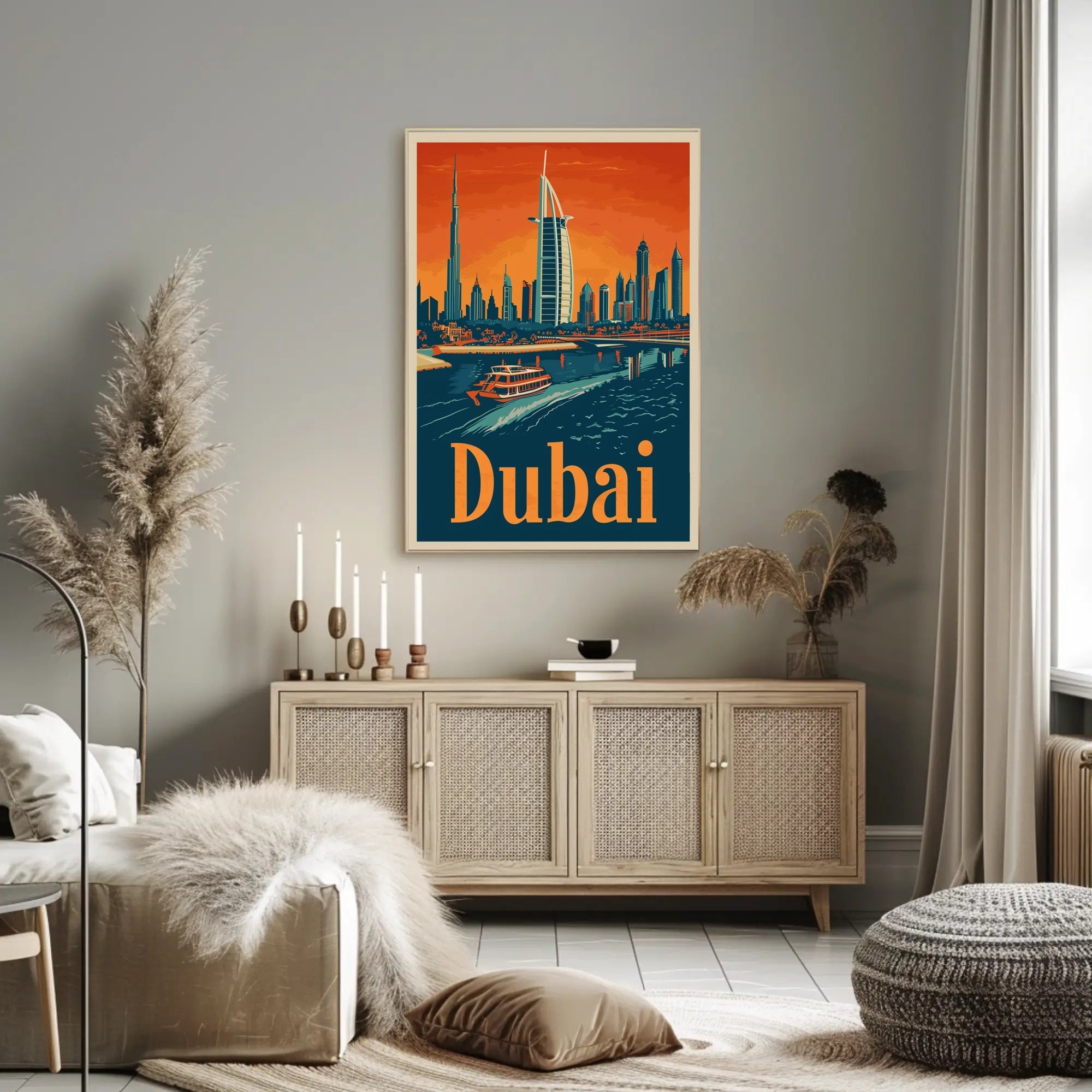 Dubai Skyline Waterfront Travel Adventure Urban Cityscape Poster PosterGoat