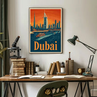 Dubai Skyline Waterfront Travel Adventure Urban Cityscape Poster PosterGoat