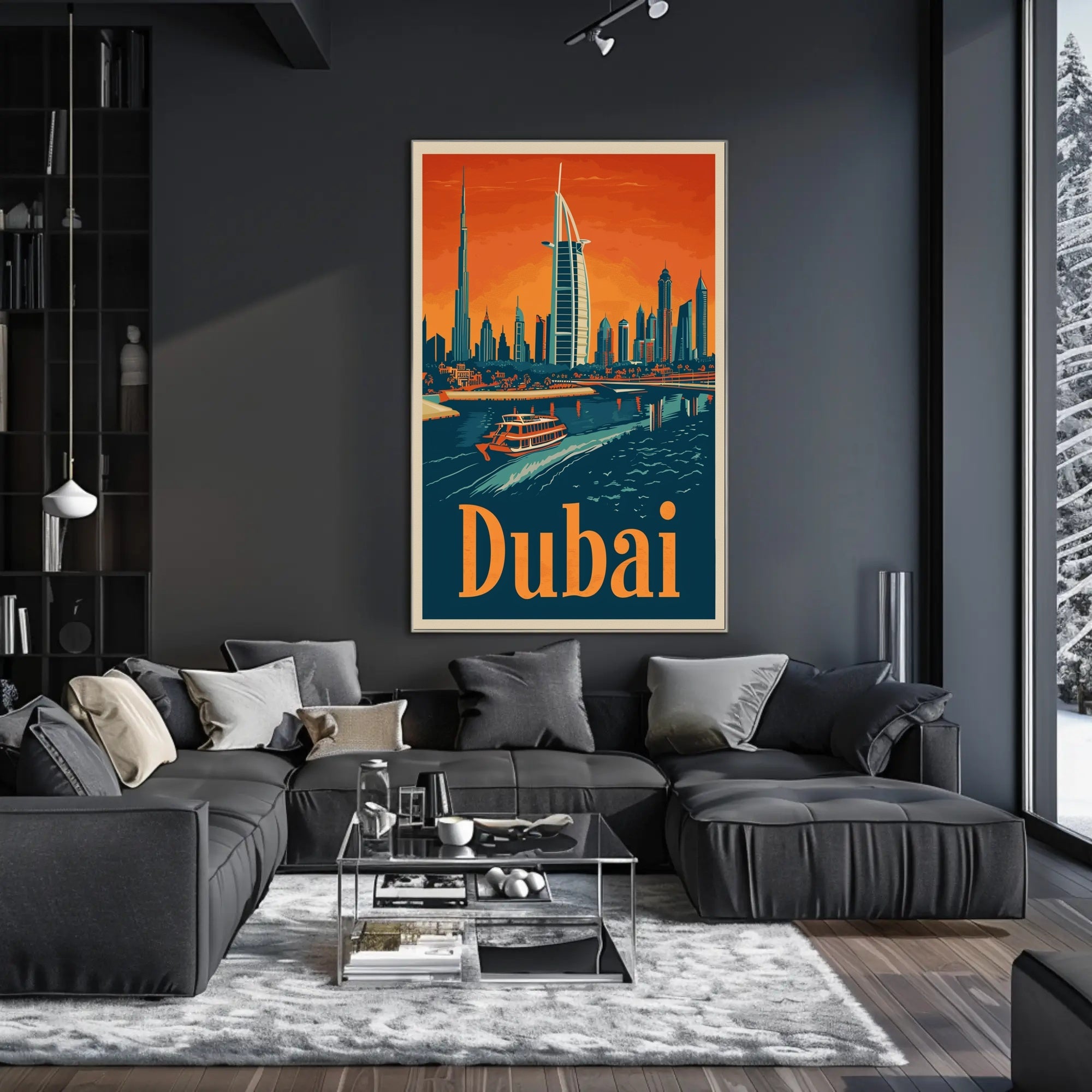 Dubai Skyline Waterfront Travel Adventure Urban Cityscape Poster PosterGoat