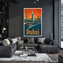 Dubai Skyline Waterfront Travel Adventure Urban Cityscape Poster PosterGoat
