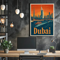 Dubai Skyline Waterfront Travel Adventure Urban Cityscape Poster PosterGoat