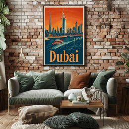 Dubai Skyline Waterfront Travel Adventure Urban Cityscape Poster PosterGoat