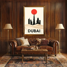 Dubai Skyline at Dusk Elegant Travel Poster PosterGoat