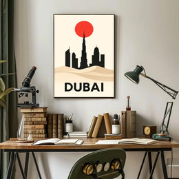 Dubai Skyline at Dusk Elegant Travel Poster PosterGoat