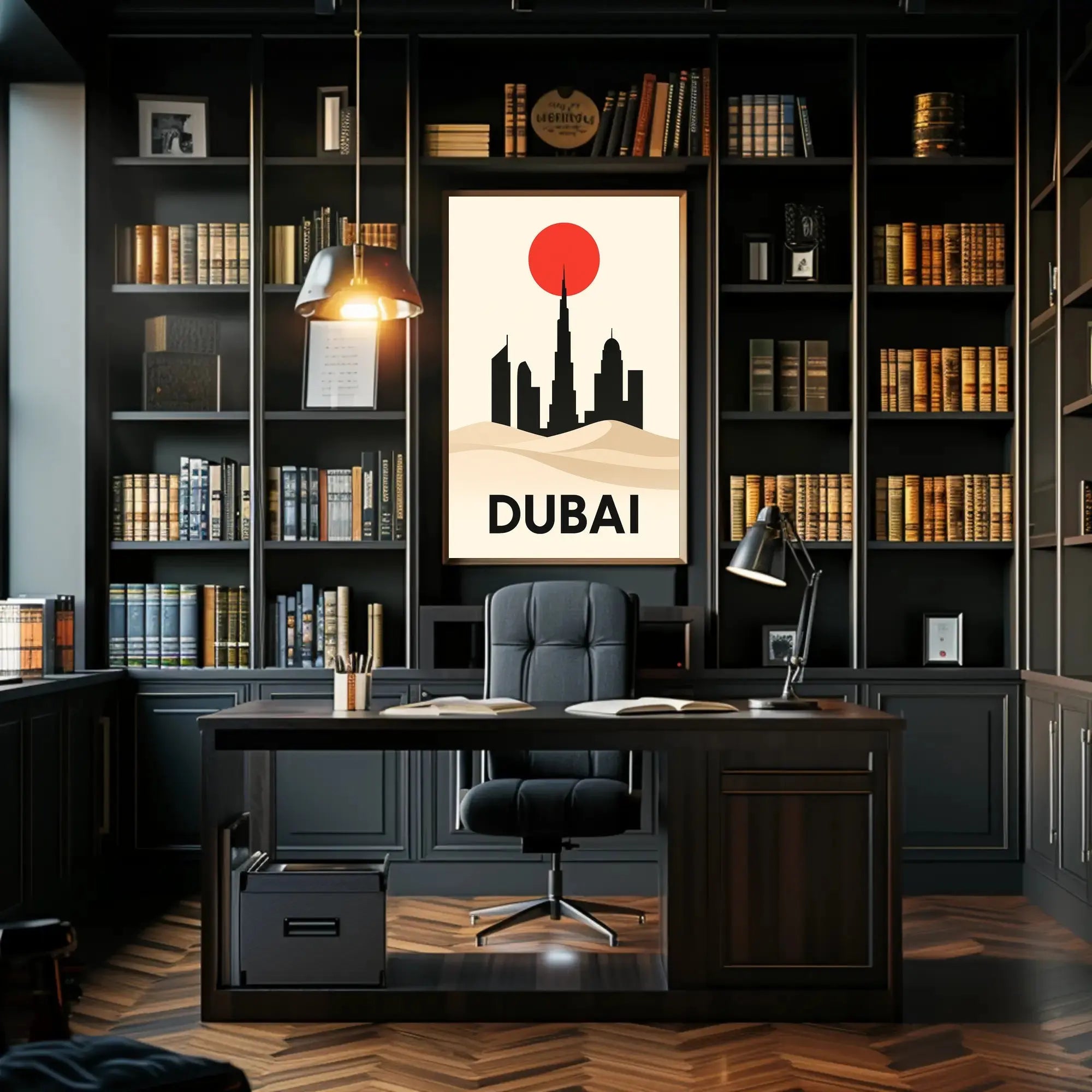 Dubai Skyline at Dusk Elegant Travel Poster PosterGoat