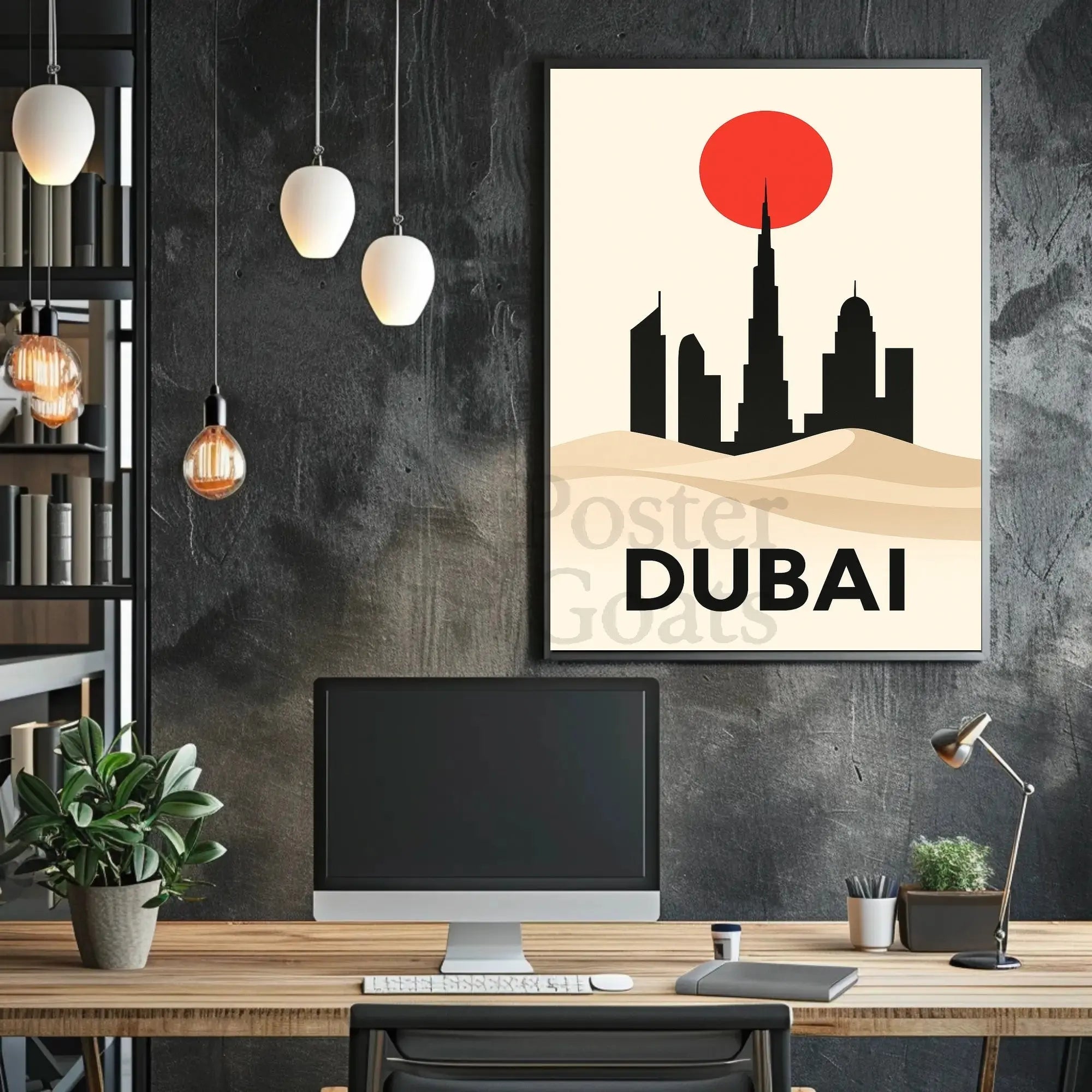 Dubai Skyline at Dusk Elegant Travel Poster PosterGoat