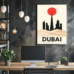 Dubai Skyline at Dusk Elegant Travel Poster PosterGoat