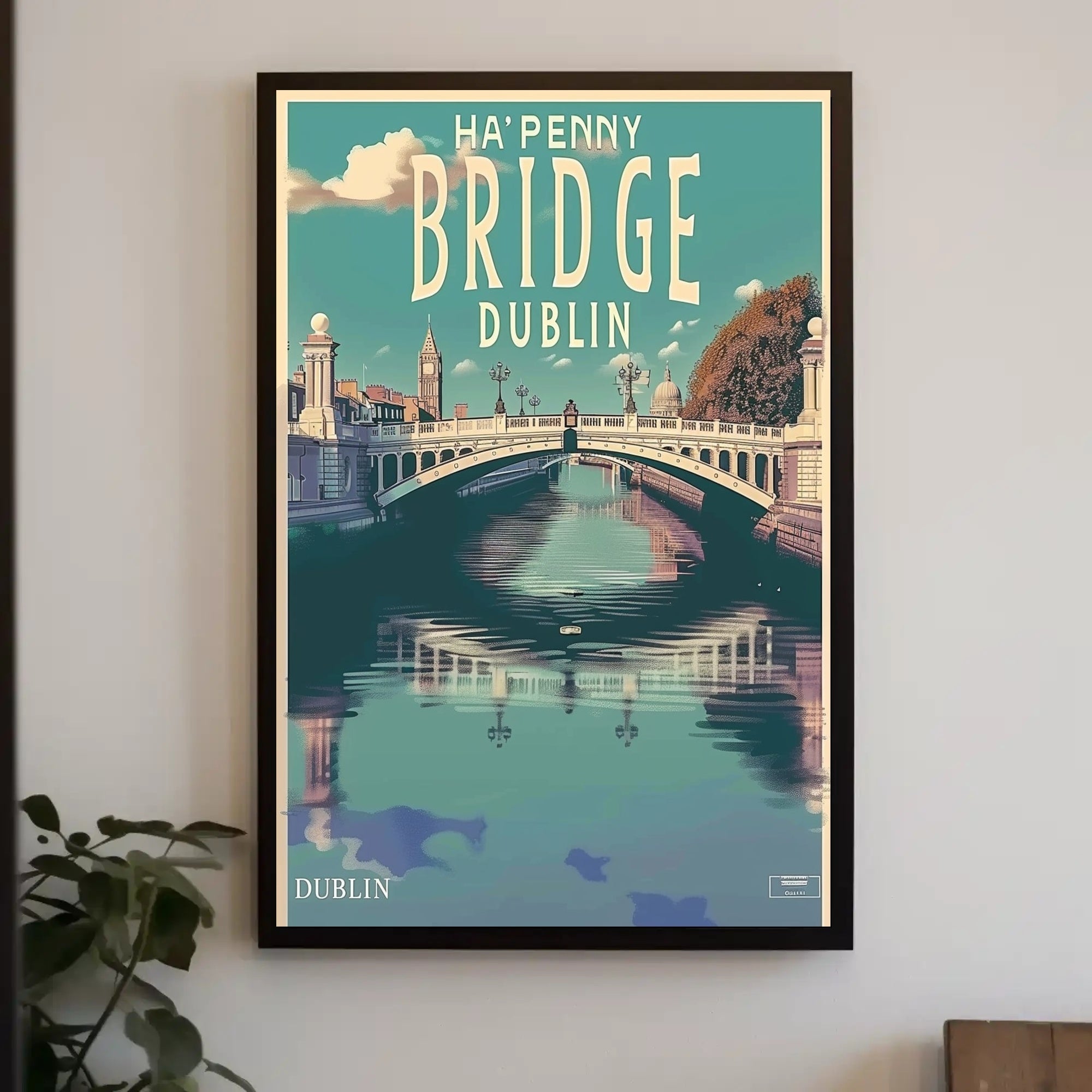 Dublin Ha'penny Bridge Scenic Vintage Travel Poster PosterGoat