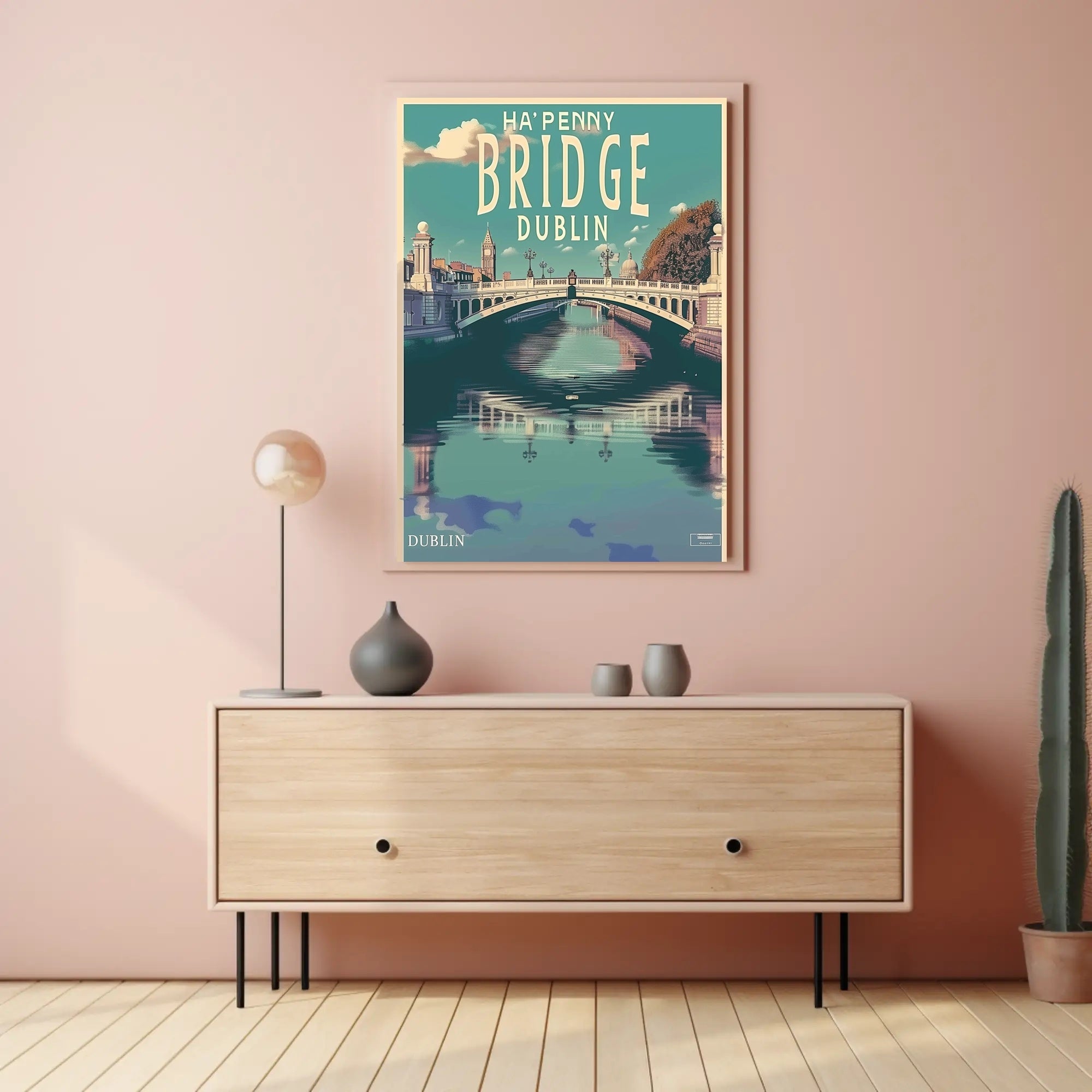 Dublin Ha'penny Bridge Scenic Vintage Travel Poster PosterGoat