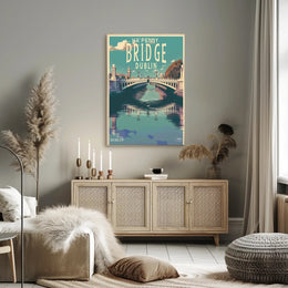 Dublin Ha'penny Bridge Scenic Vintage Travel Poster PosterGoat