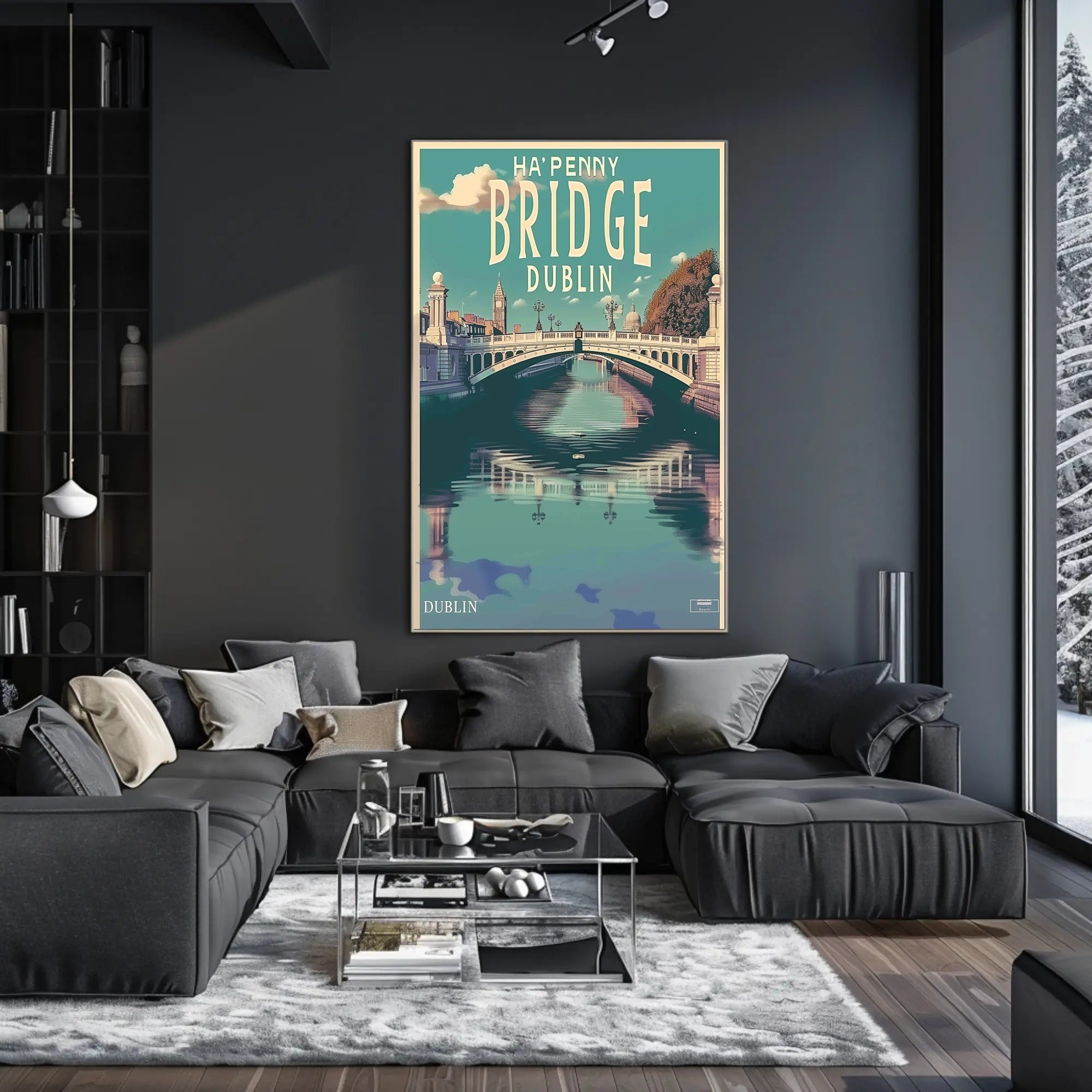 Dublin Ha'penny Bridge Scenic Vintage Travel Poster PosterGoat
