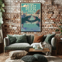 Dublin Ha'penny Bridge Scenic Vintage Travel Poster PosterGoat