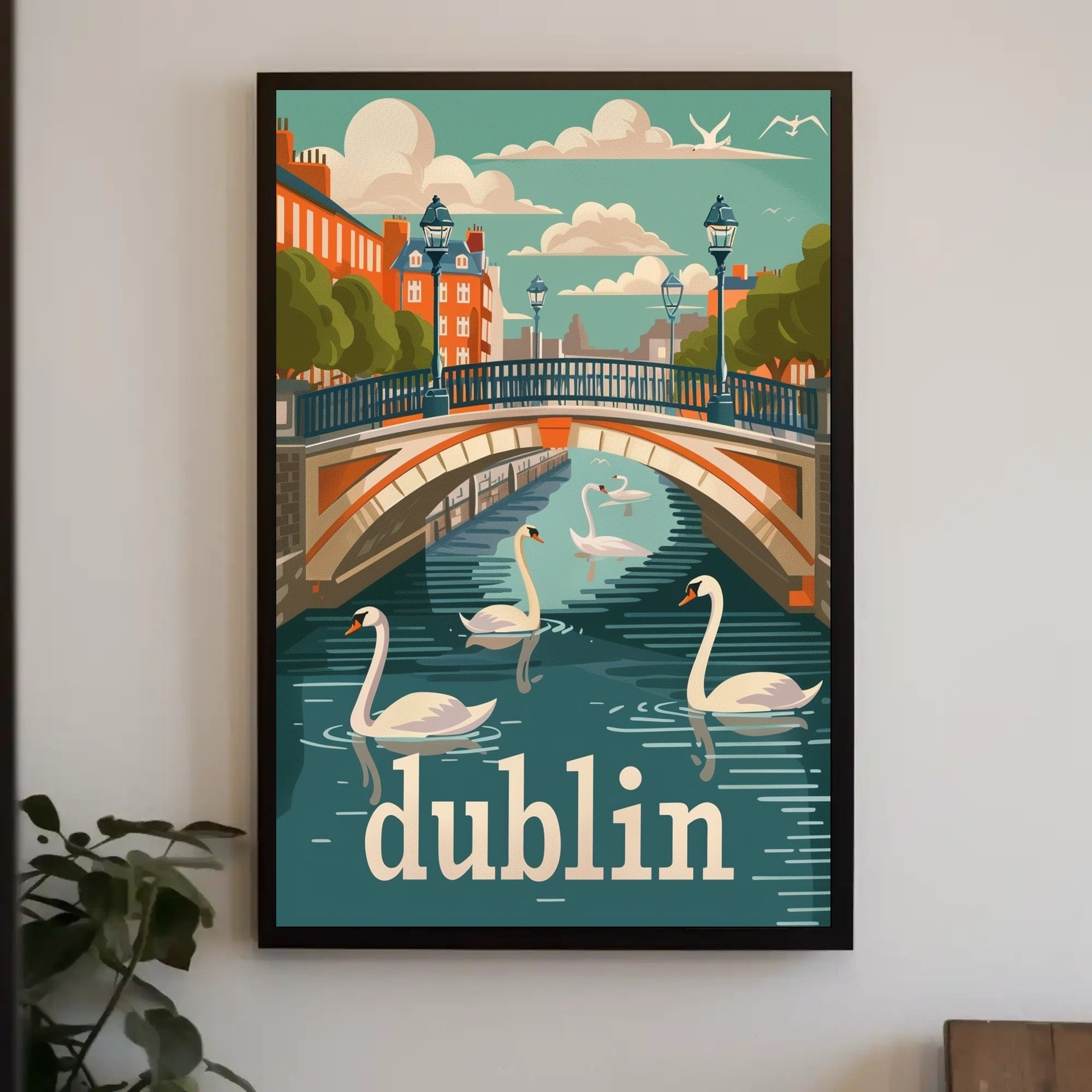 Dublin River Bridge Scenic Travel Poster PosterGoat