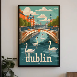 Dublin River Bridge Scenic Travel Poster PosterGoat