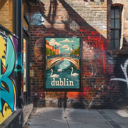 Dublin River Bridge Scenic Travel Poster PosterGoat