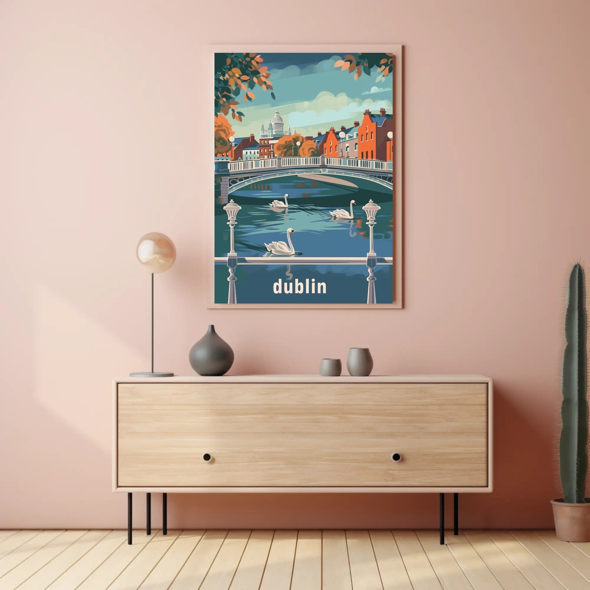 Dublin Riverside Tranquility: Urban or Cityscape Poster PosterGoat