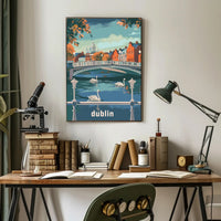 Dublin Riverside Tranquility: Urban or Cityscape Poster PosterGoat
