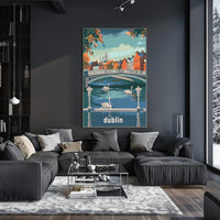 Dublin Riverside Tranquility: Urban or Cityscape Poster PosterGoat