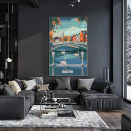 Dublin Riverside Tranquility: Urban or Cityscape Poster PosterGoat