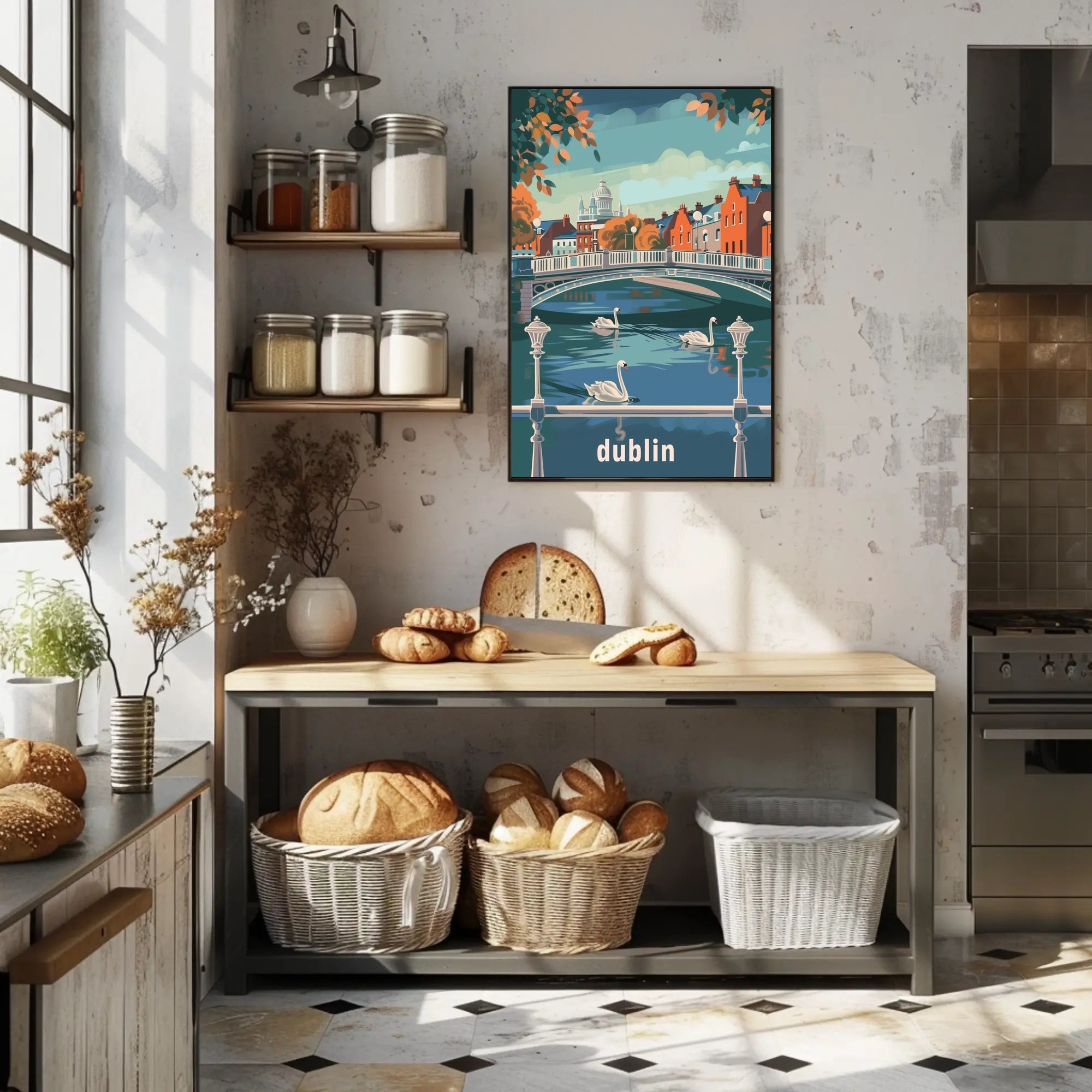 Dublin Riverside Tranquility: Urban or Cityscape Poster PosterGoat