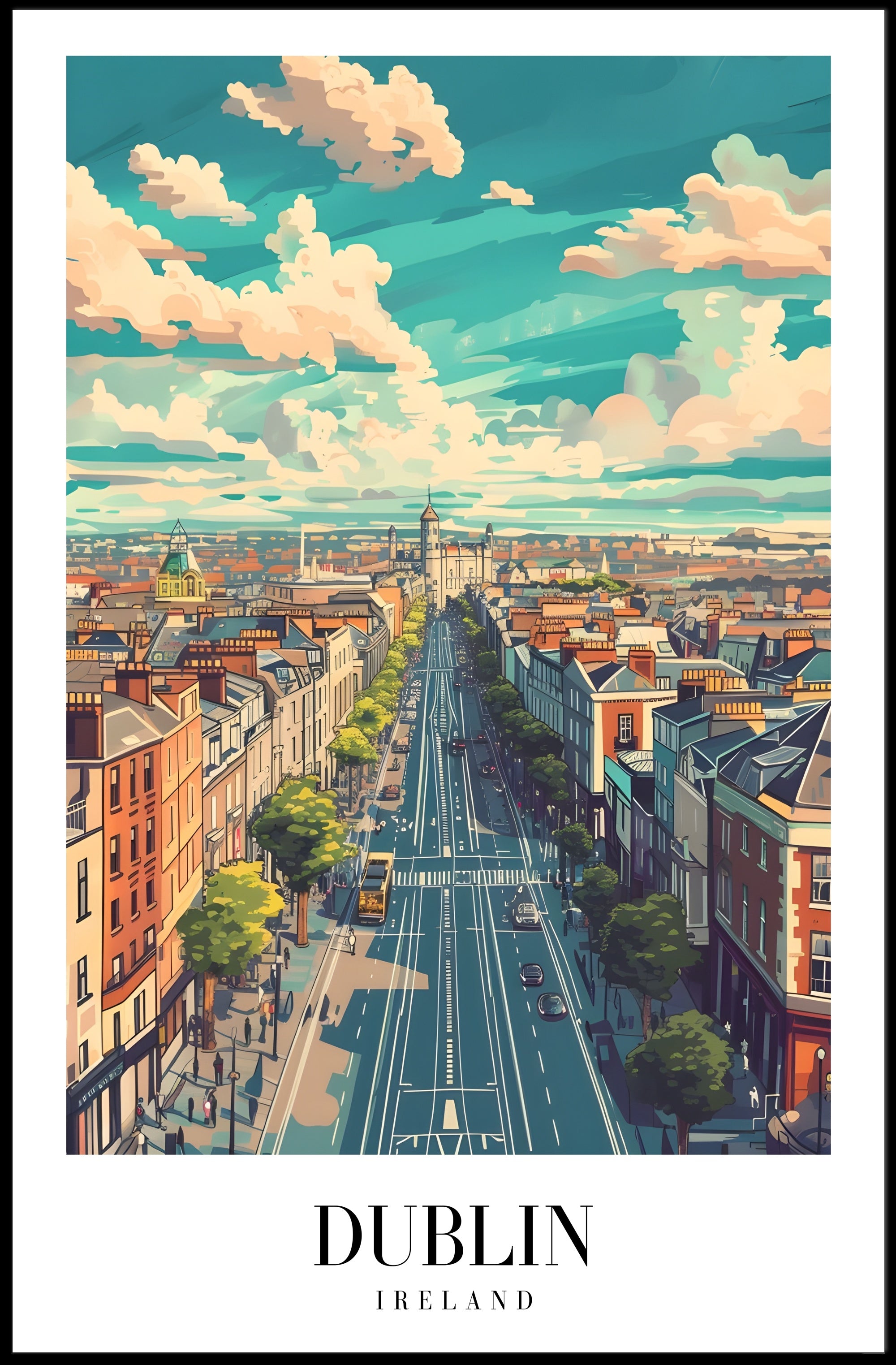 Dublin's Vibrant Life Urban Cityscape Poster PosterGoat