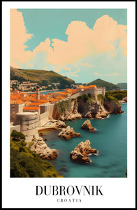 Dubrovnik Cityscape Vintage Travel Poster PosterGoat