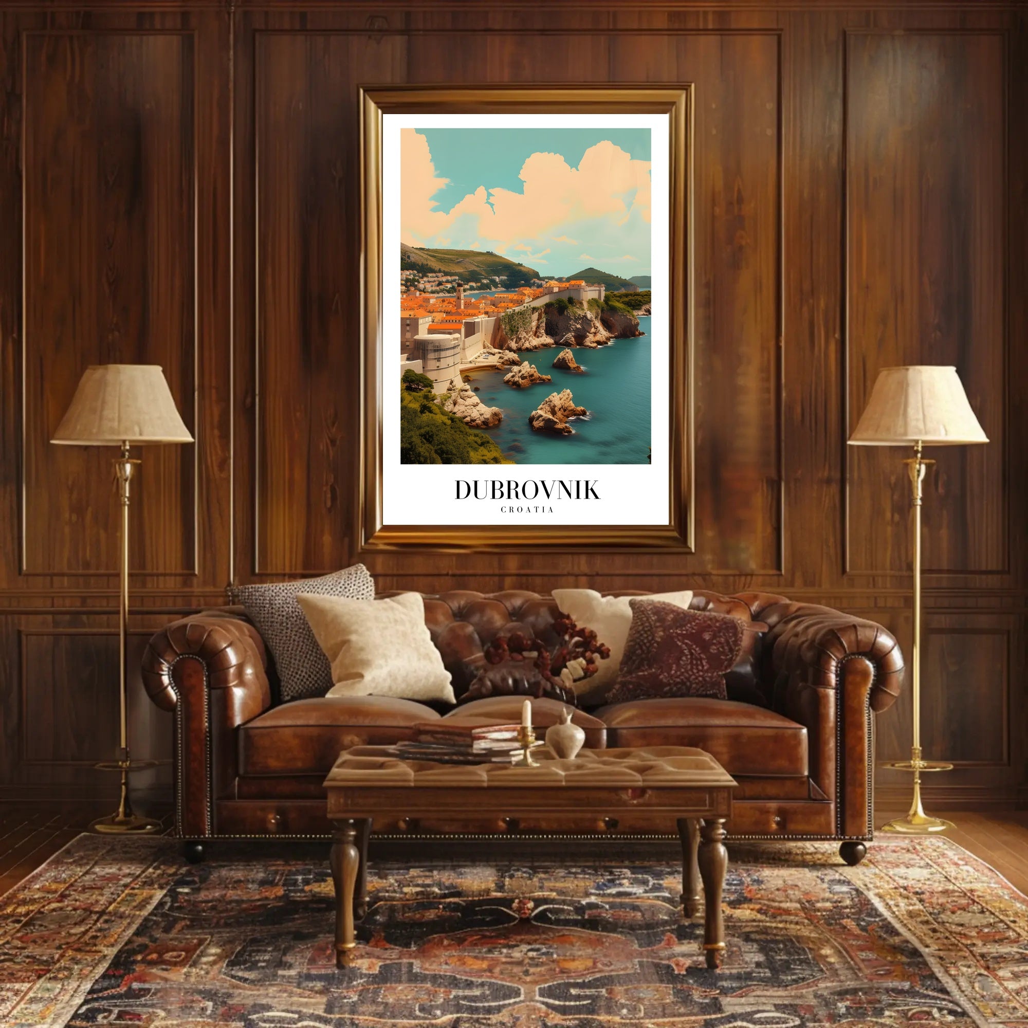 Dubrovnik Cityscape Vintage Travel Poster PosterGoat