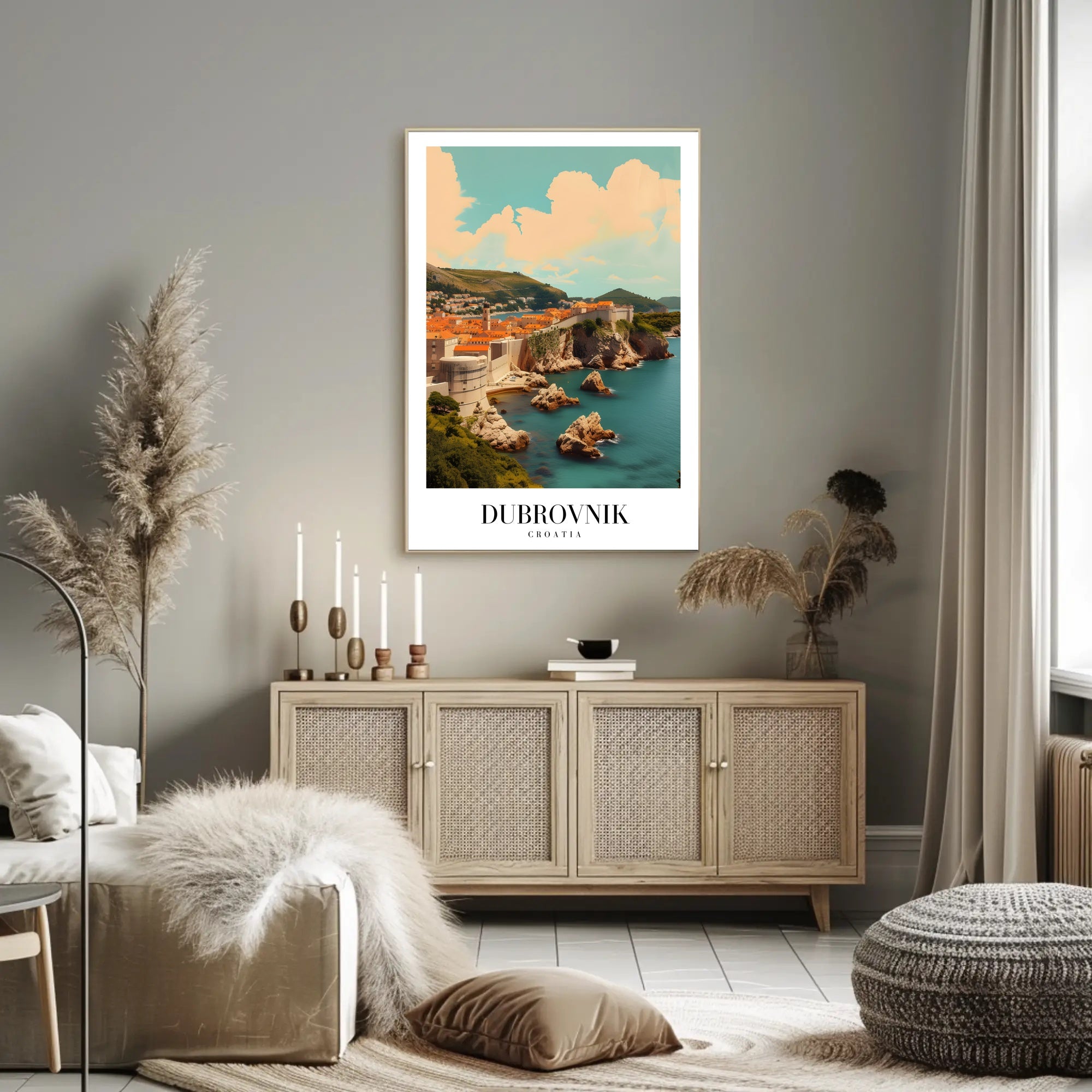 Dubrovnik Cityscape Vintage Travel Poster PosterGoat