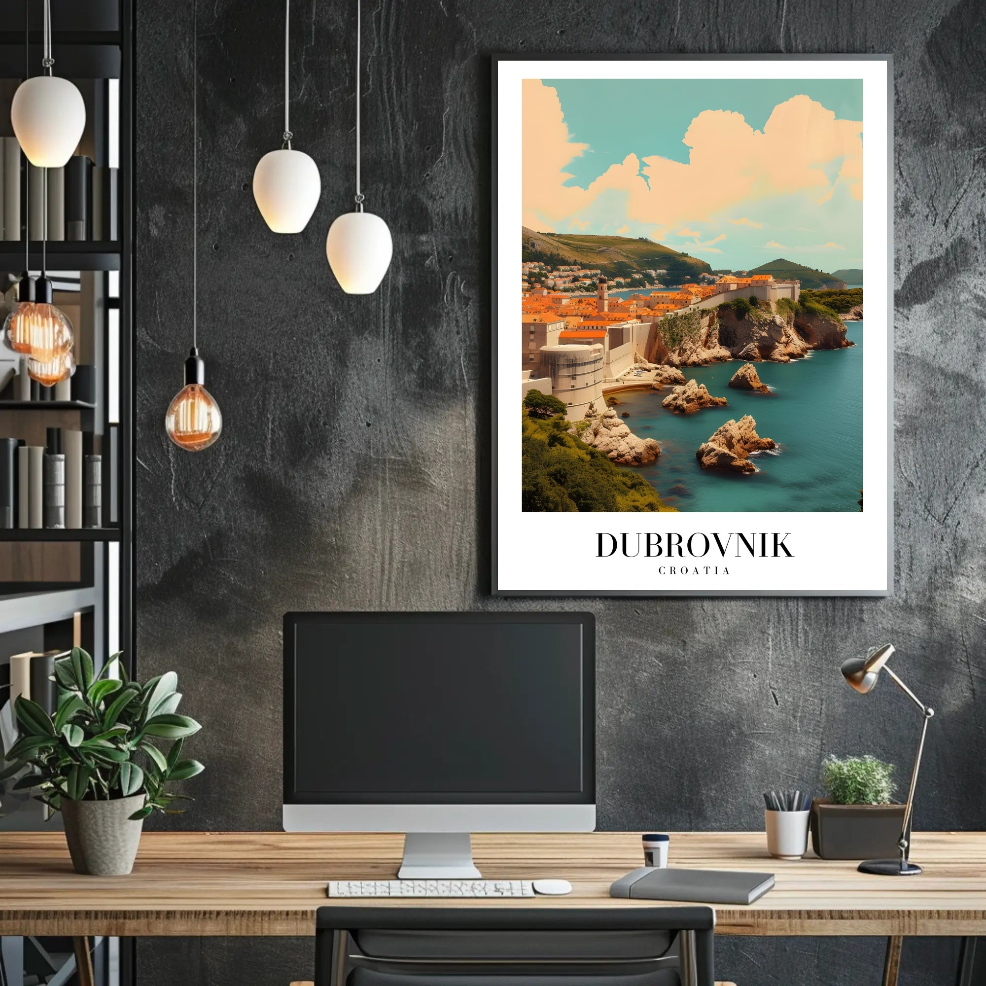 Dubrovnik Cityscape Vintage Travel Poster PosterGoat