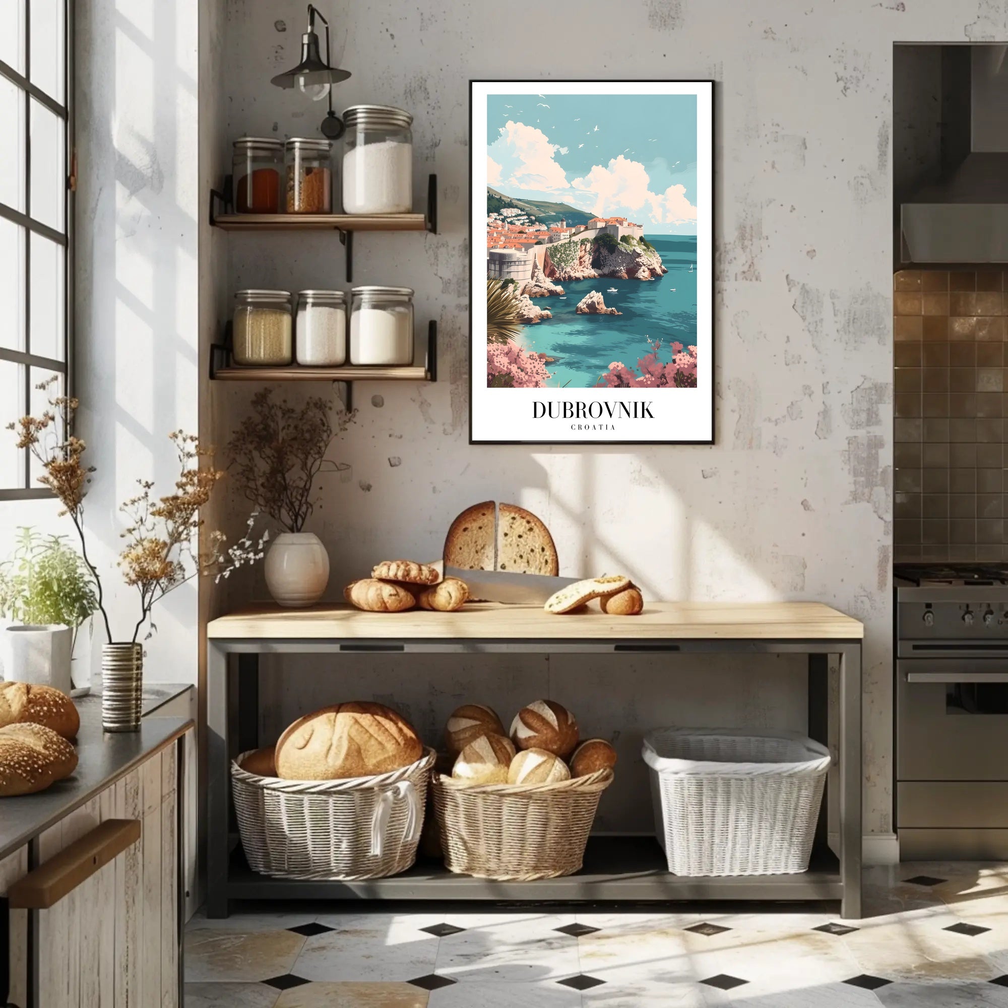 Dubrovnik's Vibrant Seaside Urban Cityscape Travel Poster PosterGoat