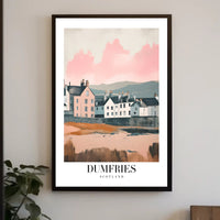 Dumfries Scenic Illustration with Vintage Modern Travel Poster PosterGoat