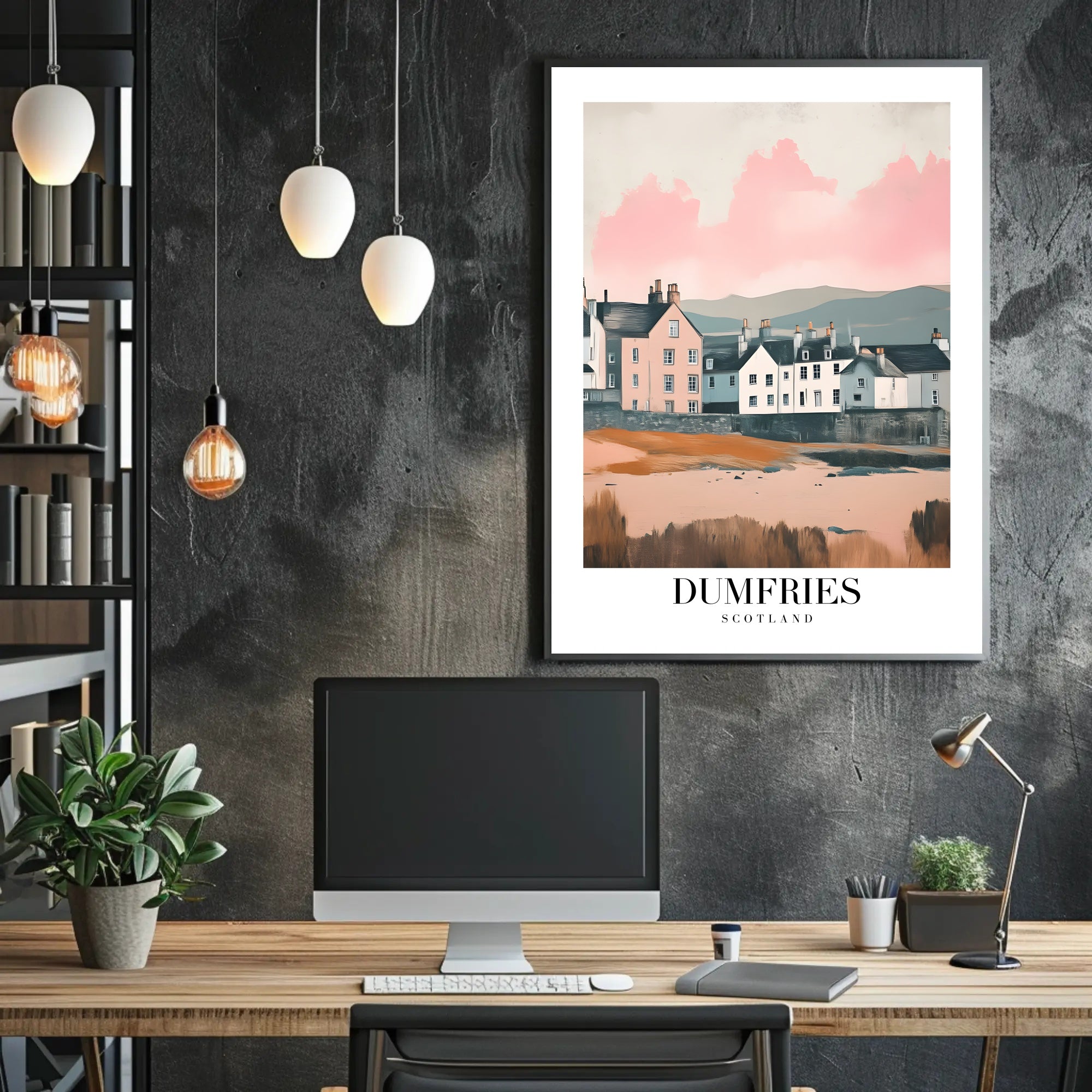 Dumfries Scenic Illustration with Vintage Modern Travel Poster PosterGoat