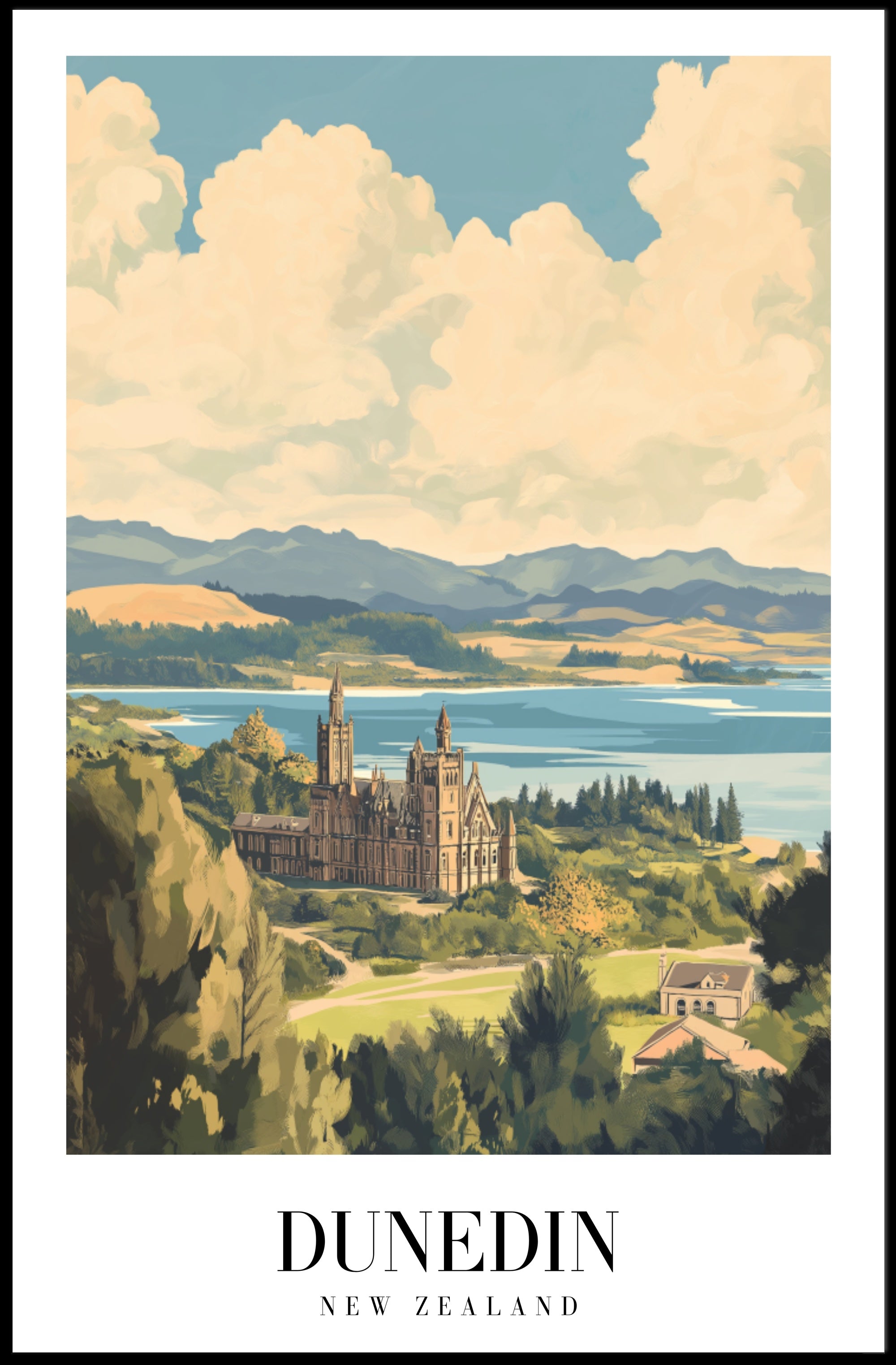 Dunedin Scenic View Travel Poster PosterGoat
