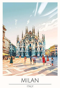Duomo di Milano Vibrant Gothic Travel Poster PosterGoat