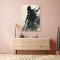 Dusk Covenant: Enigmatic Hooded Figure Art Poster PosterGoat